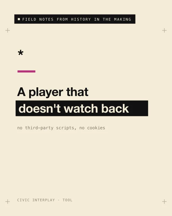 Field note card reading: A player that doesn't watch back.